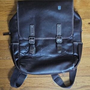 Tumi T-Tech Brown Leather Messenger Bag Briefcase Laptop Work Satchel